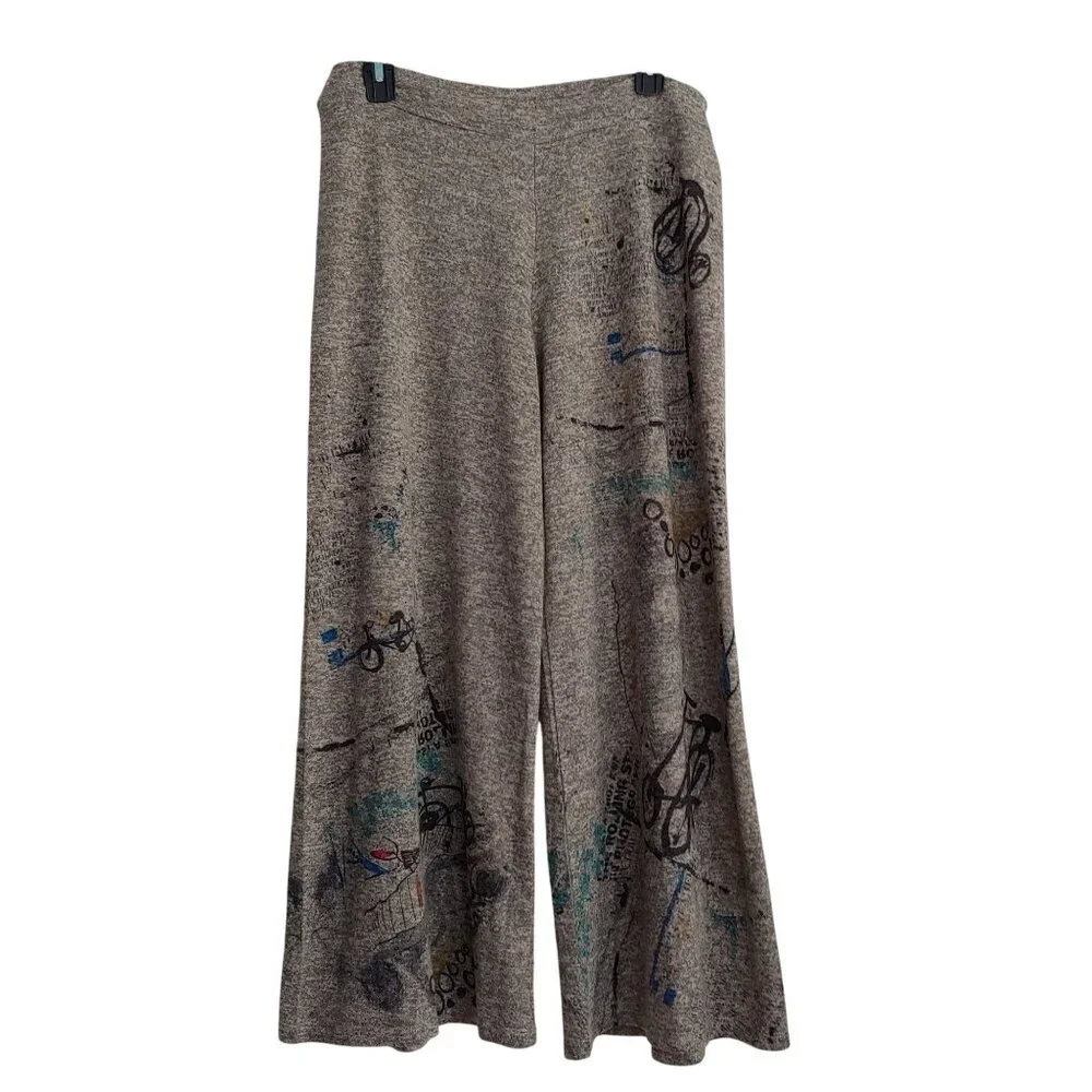 Inoah Freedom Art Knit Pants Whimsical Urban Graphic Print Streetwear M - Picture 2 of 13